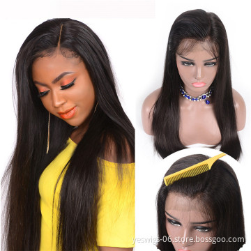 13*6 Swiss Lace  Frontal Straight Wig For Black Women, Quality Raw Unprocessed Indian Remy Virgin Human Hair Wig Lace Front
